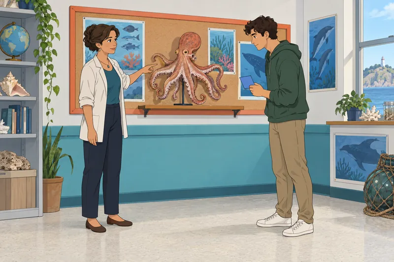 Sea Animal Quiz in a marine classroom.