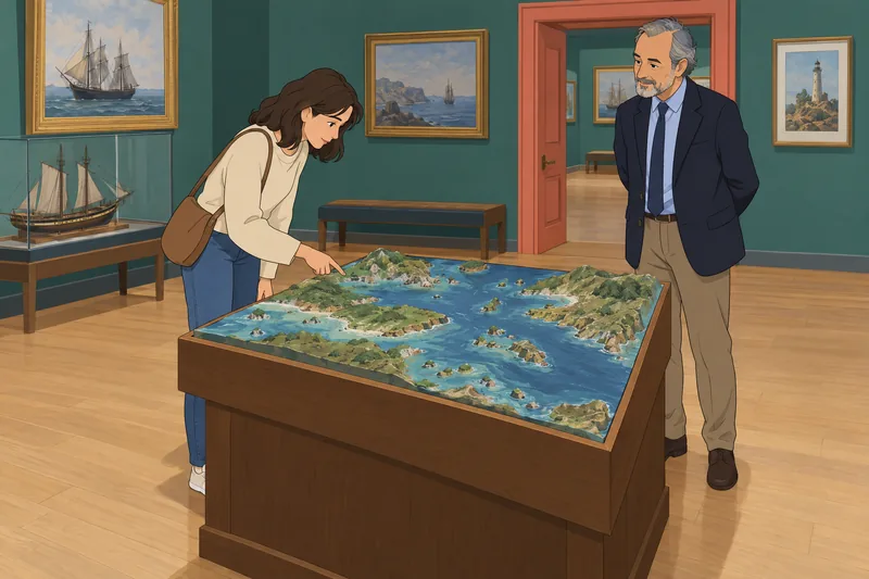 El cuestionario sobre los mares junto al modelo.