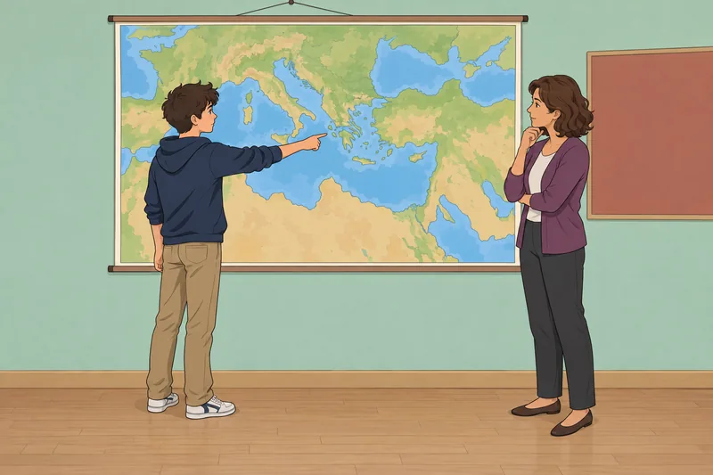 El cuestionario sobre los mares en clase.