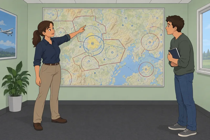 Sectional Chart Quiz shows airspace boundary study.
