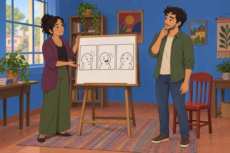 Autoevaluación del tipo muestra una charla humorística.
