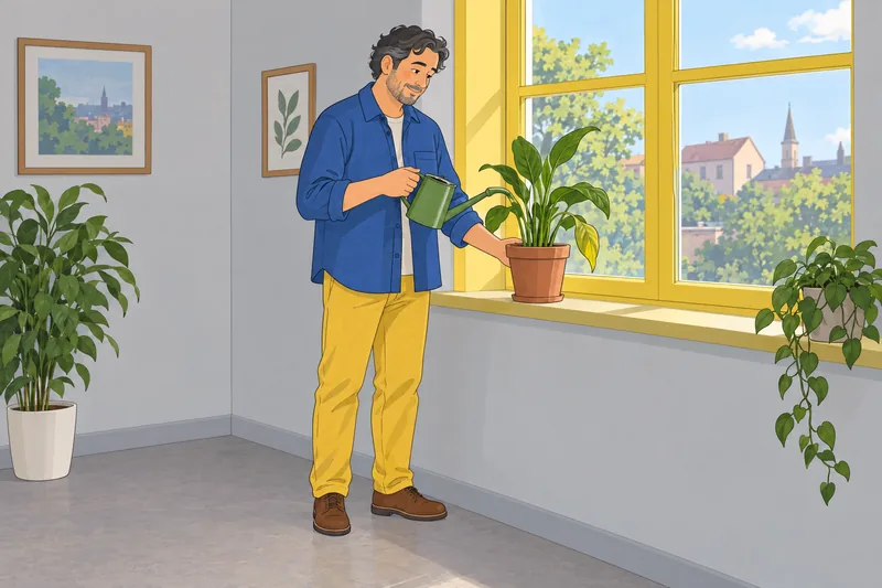 Self Compassion Test shows a man tending plants.