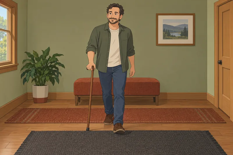 Self-Efficacy in Relation: a man practices walking.