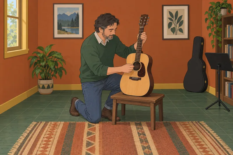 Sensory Preferences Questionnaire depicts attentive guitar listening.