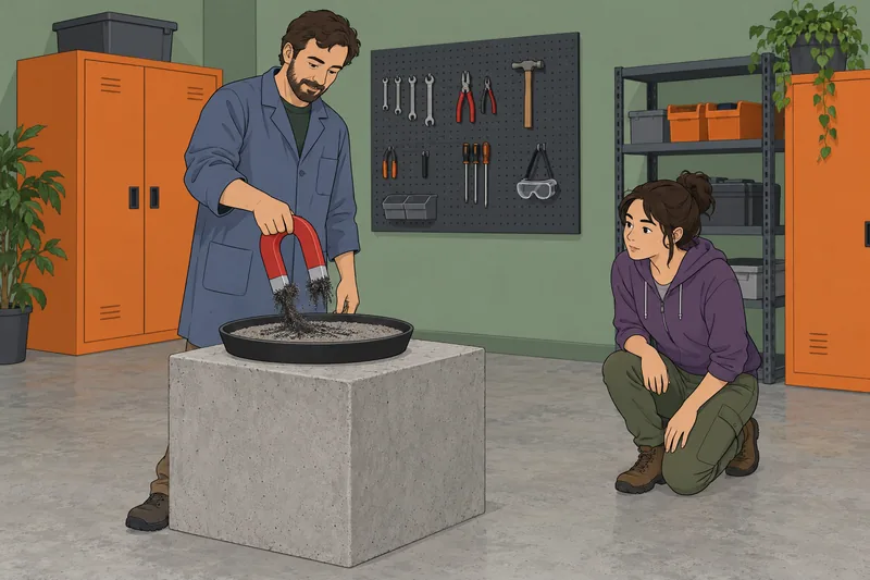 Separating Mixtures Quiz shows magnetic separation.