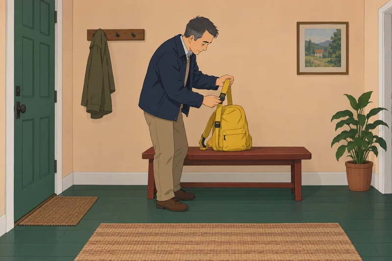 Consecutive Action Questionnaire depicts a repaired backpack.