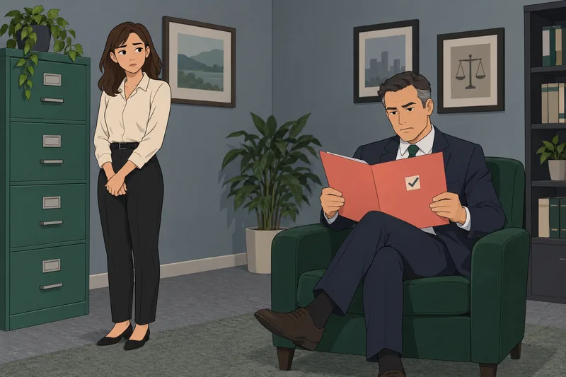 Series 7 Practice: officer checks a disclosure folder.