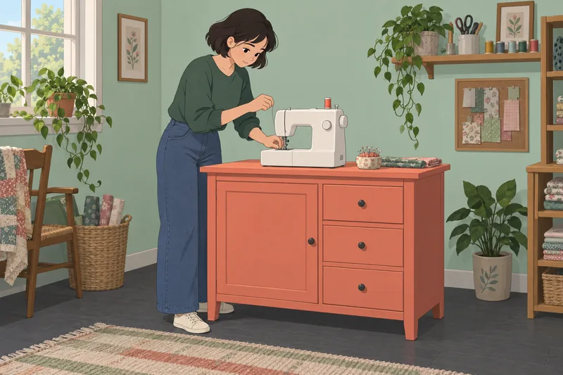 Sewing Machine Quiz: a learner threads the needle.