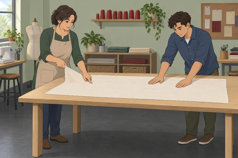 Sewing Quiz shows fabric grain practice.