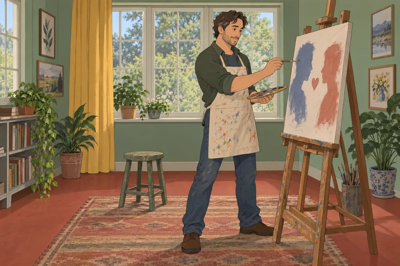 Sexual Orientation Test: A painter studies hearts.