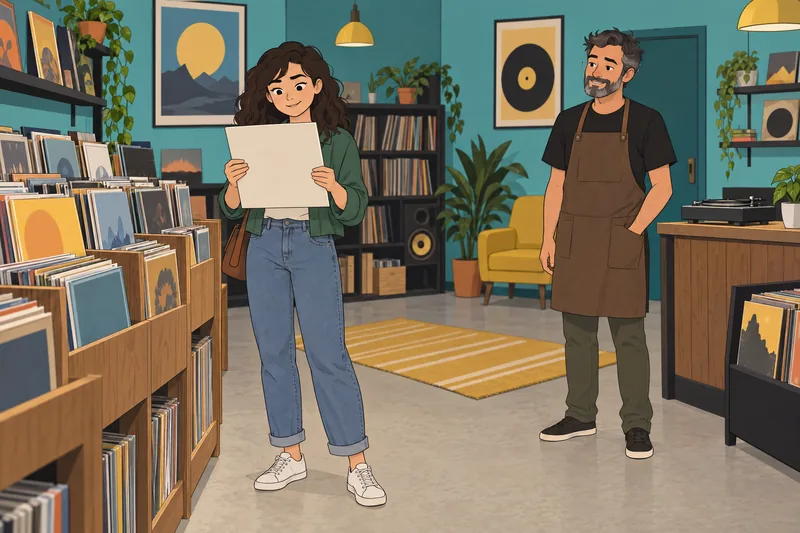 Shawn Mendes Quiz: A fan browses vinyl records.