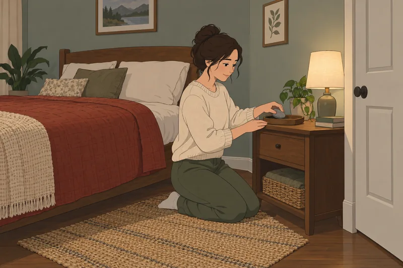 Shifting Method Quiz shows grounding beside a bed.