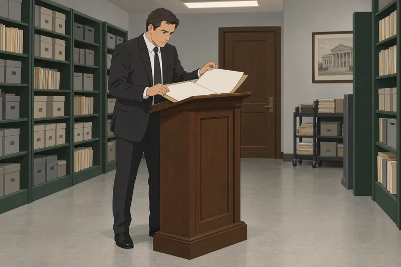 Should I Be: lawyer reviews a case folder.