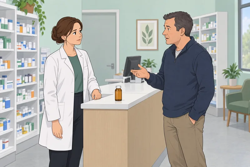 cuestionario ¿Debería ser: farmacéutica explica un frasco.