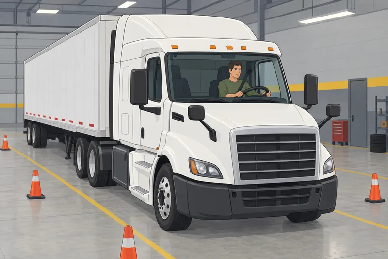 Should I Be: a trainee checks truck controls.