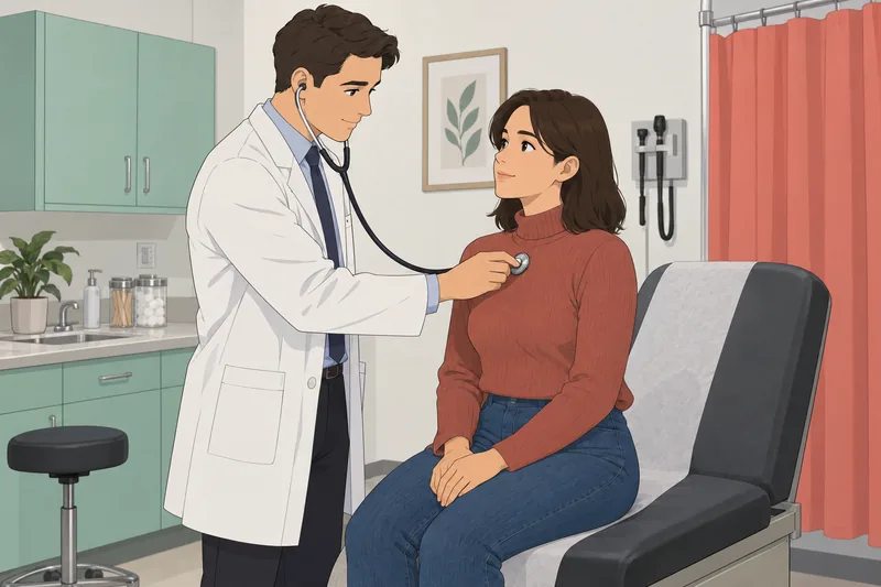 Should I Be: doctor checks patient.