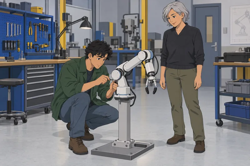 Should I Be: student adjusts a robotic arm.