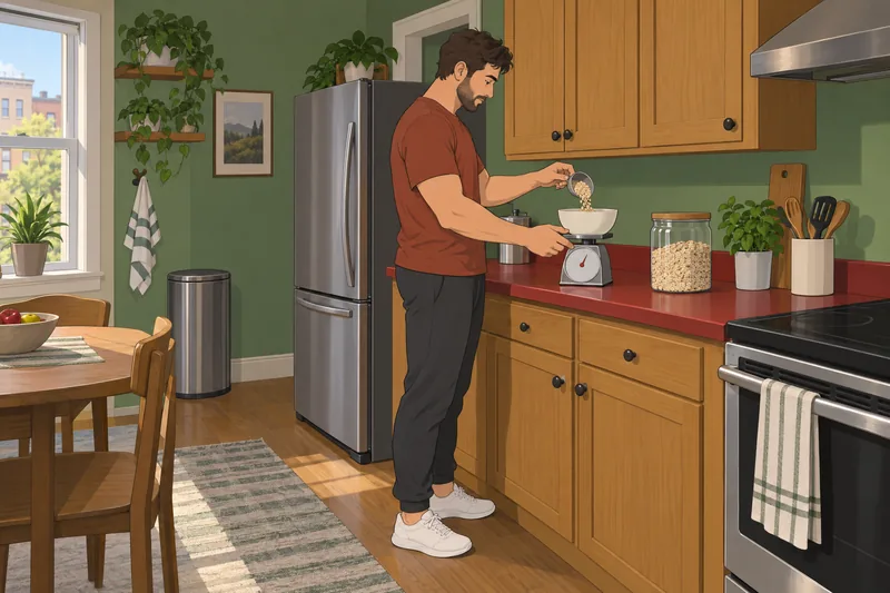 Should I Bulk: an athlete weighs oats.