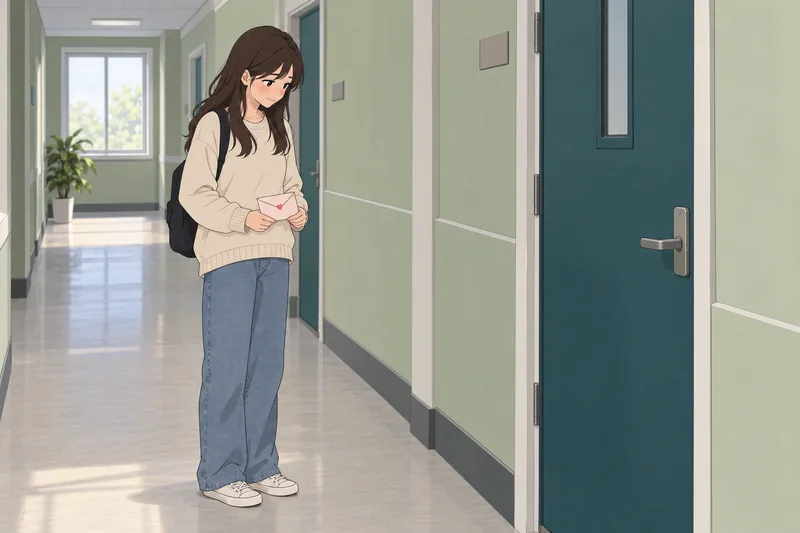 Should I Confess? She waits by the door.