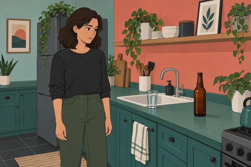 cuestionario ¿Debería beber: Ella espera ante una botella.