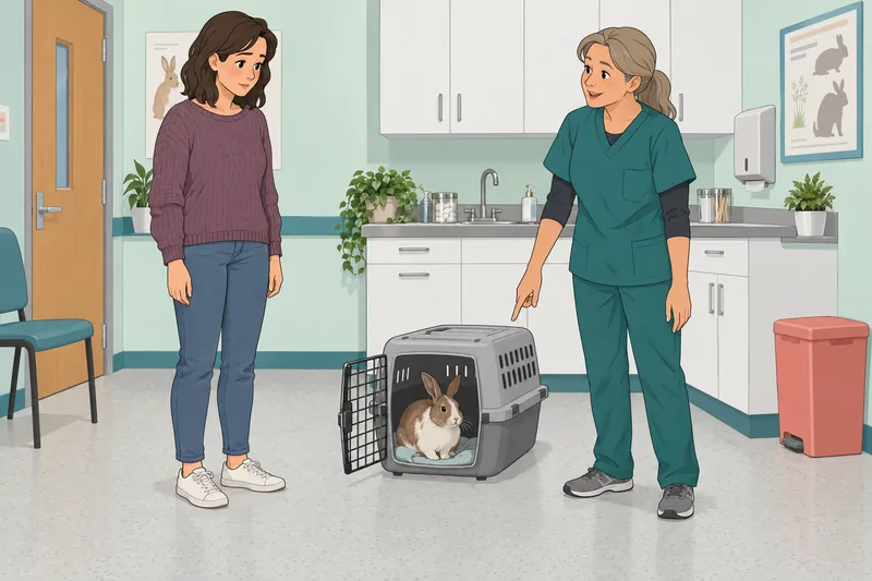 Should I Get: guardian checks a rabbit carrier.
