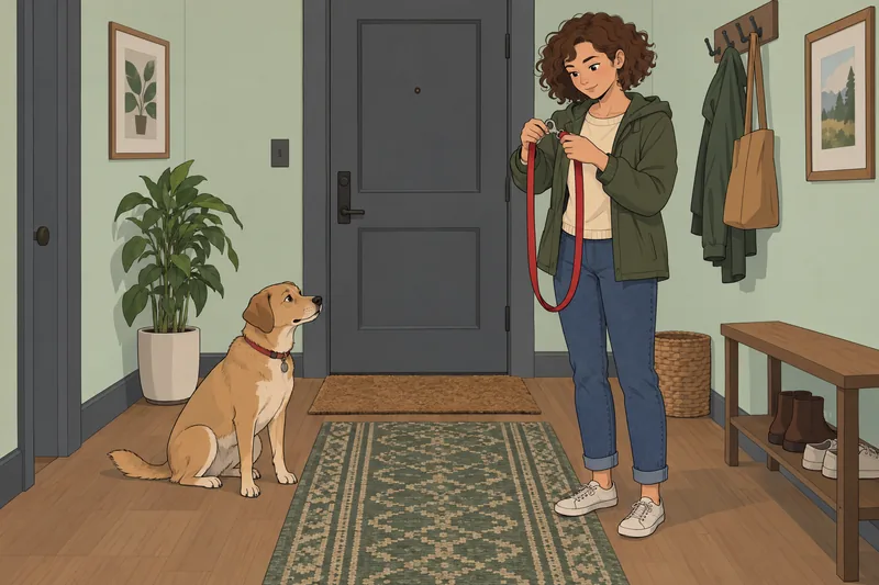 Should I Get: leash ready at entry.