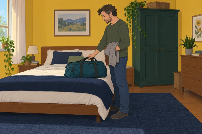 cuestionario ¿Debería hacerme? Paciente prepara una bolsa.