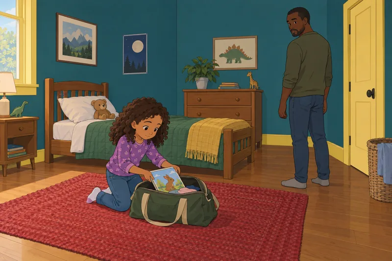 Should I Leave shows a child packing quietly.