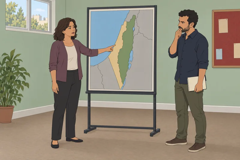 Should I Support: adults study a regional map.