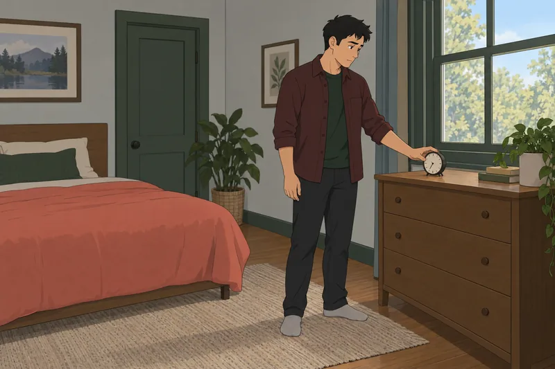 Should I Text: man watches a quiet clock.