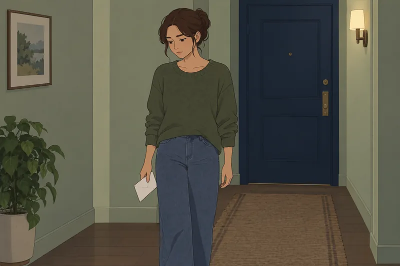 ¿Debería escribirle? Cuestionario: mujer espera ante puerta.