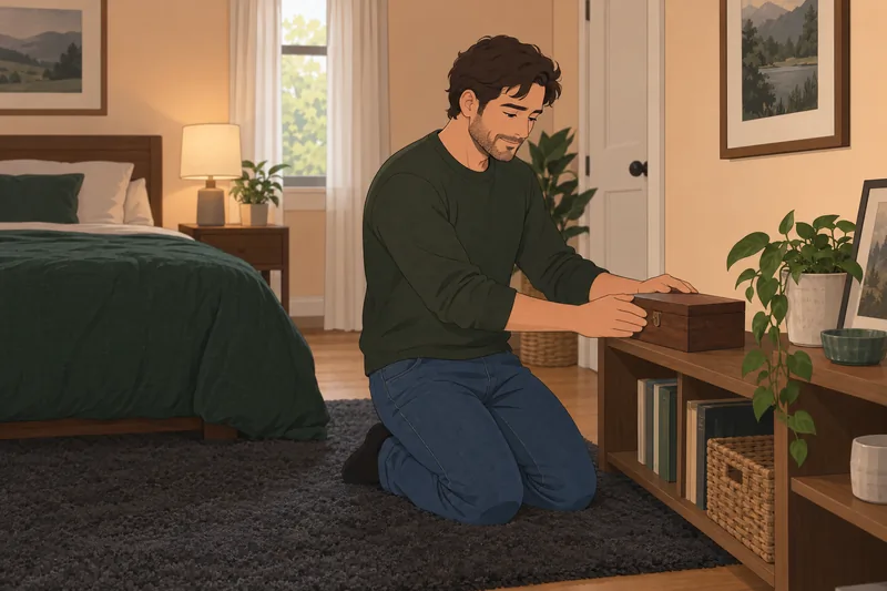 Should I Text: Man closes a keepsake box.