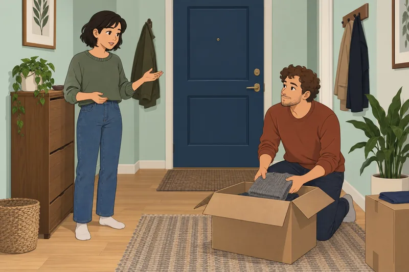 cuestionario ¿Deberíamos irnos: la pareja prepara una caja.