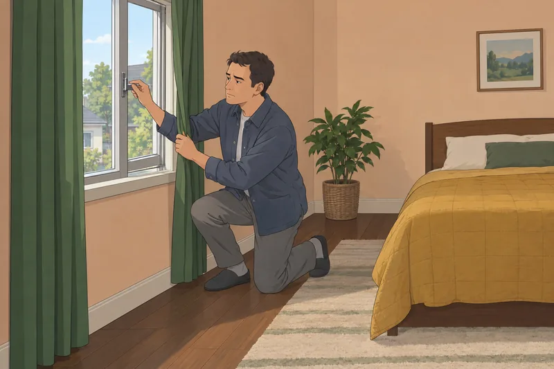 Signs Your House: checking a bedroom window latch.