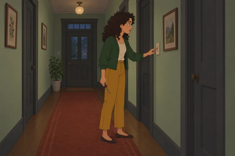 Signs Your House: a homeowner checks the switch.