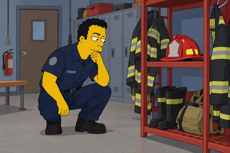 Simpsons Characters Quiz at Springfield's fire station.