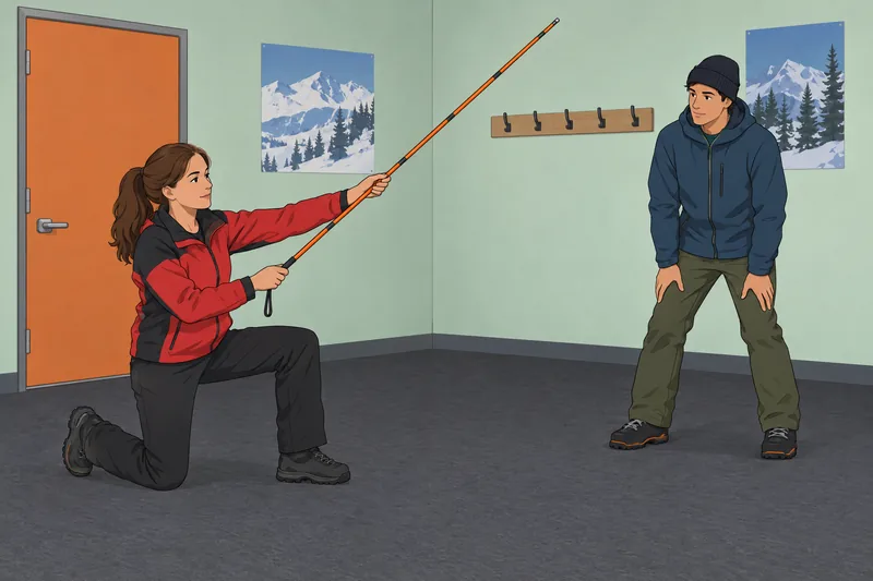 Ski Quiz shows a trainer demonstrating a probe.