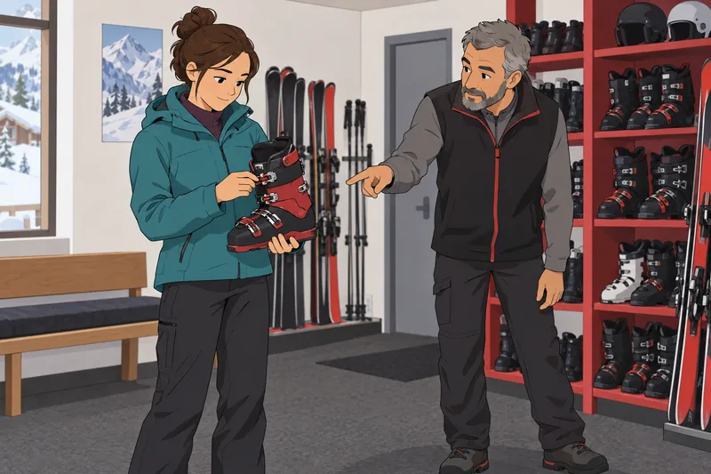 Ski Quiz shows a skier checking a boot.