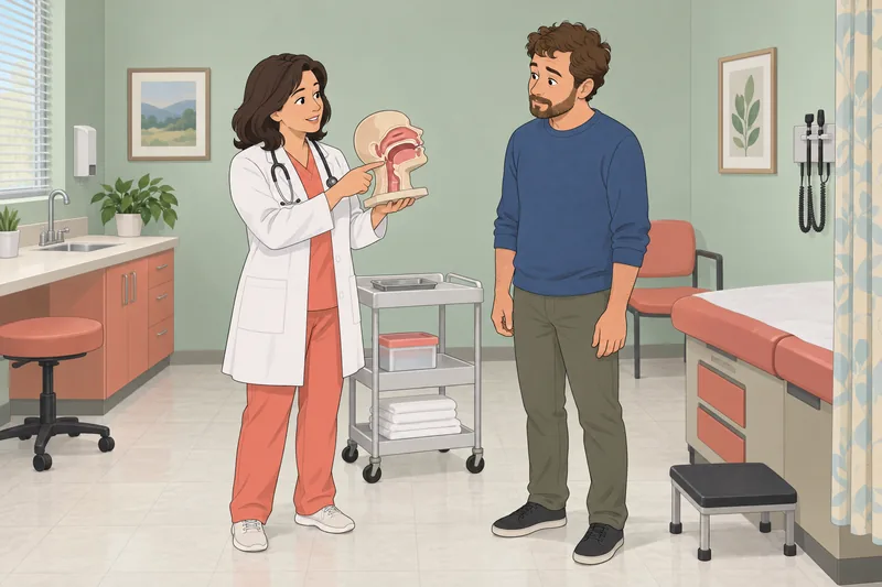 Sleep Apnea Quiz shows a clinic airway lesson.