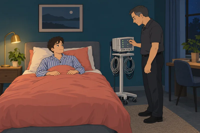Sleep Disorder Quiz enters a sleep laboratory.