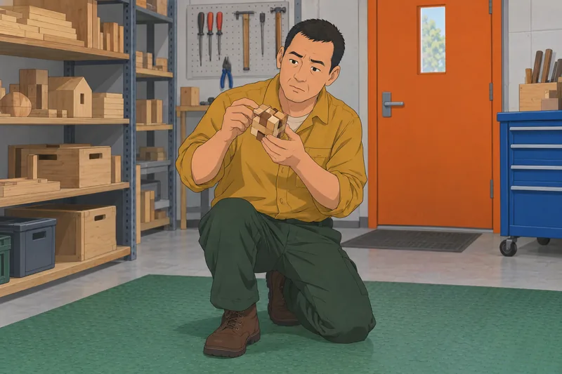 Smart Test scene: turning a wooden puzzle cube.