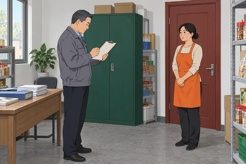Social Credit Quiz shows an inspector checking compliance.