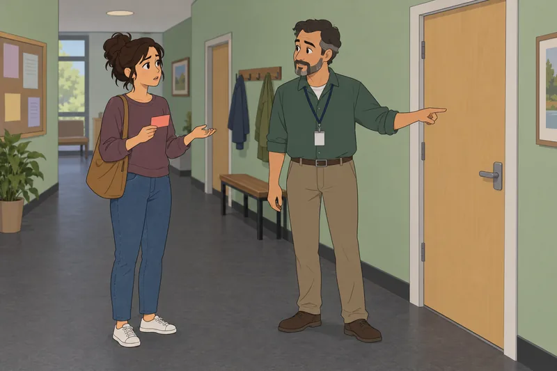 Social Interaction Self-Statement shows a visitor asking directions.