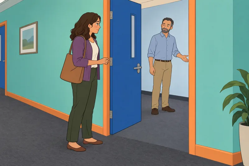 Social Self-Monitoring Scale at an office doorway.