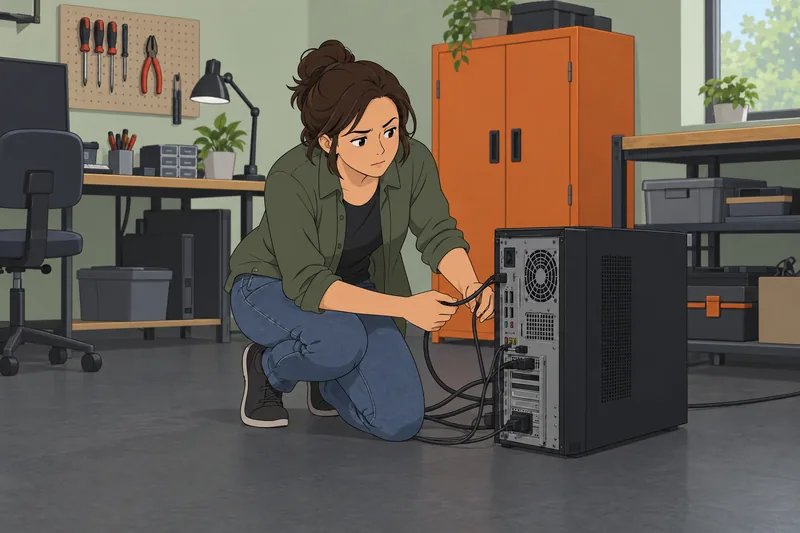 Software Quiz shows a technician checking a desktop.