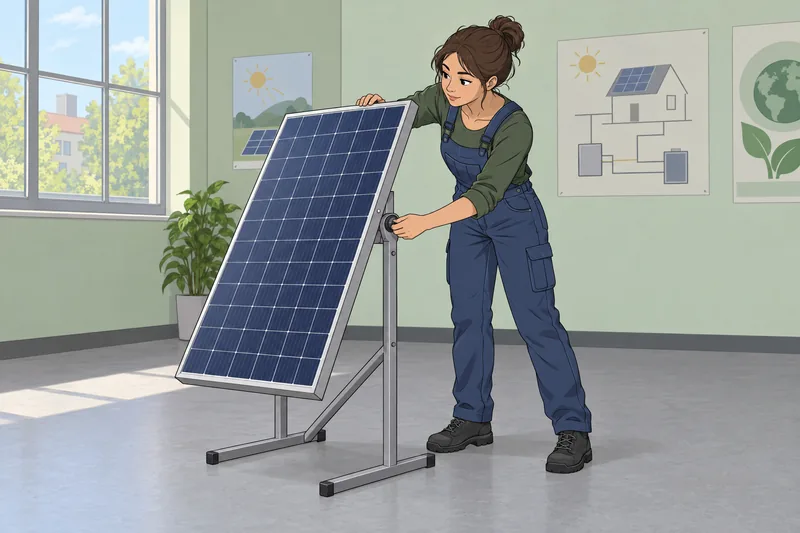 Solar Energy Quiz: learner studies a panel.