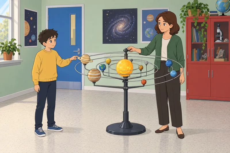 Solar System Quiz shows a classroom model.
