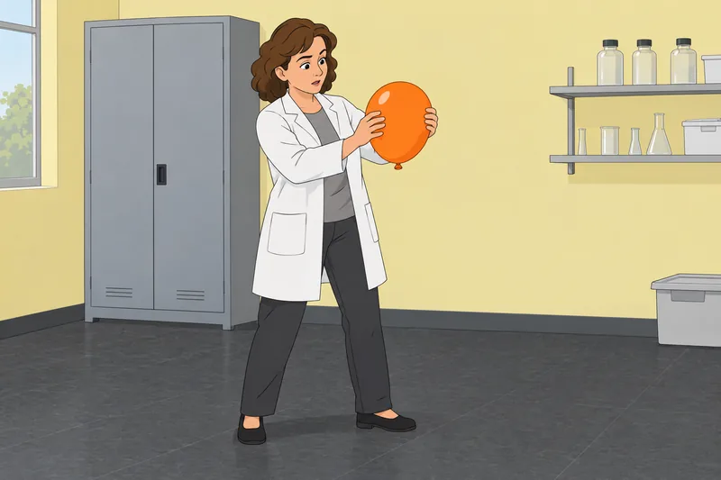 Solid Liquid Gas: a balloon shows compressed air.