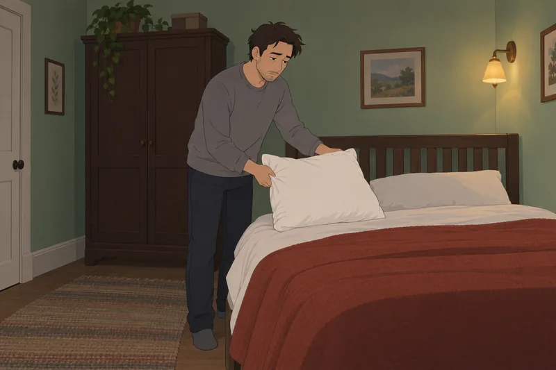 Somatic Symptom Scale shows a tired bedroom morning.