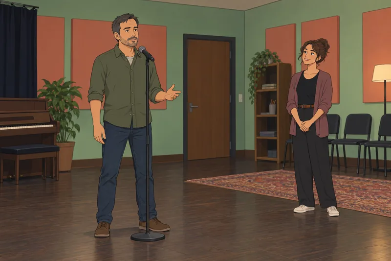 Self-Esteem Test: speaker faces a calm coach.
